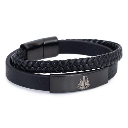 Newcastle United FC Black IP Leather Bracelet - Image 3