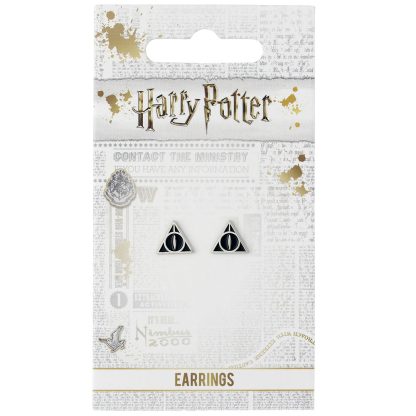 Harry Potter Silver Plated Deathly Hallows Stud Earrings - Image 2