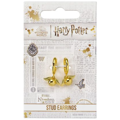 Harry Potter Gold Plated Golden Snitch Hoop Earrings - Image 2