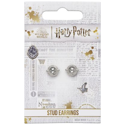 Harry Potter Silver Plated Time Turner Stud Earrings - Image 2